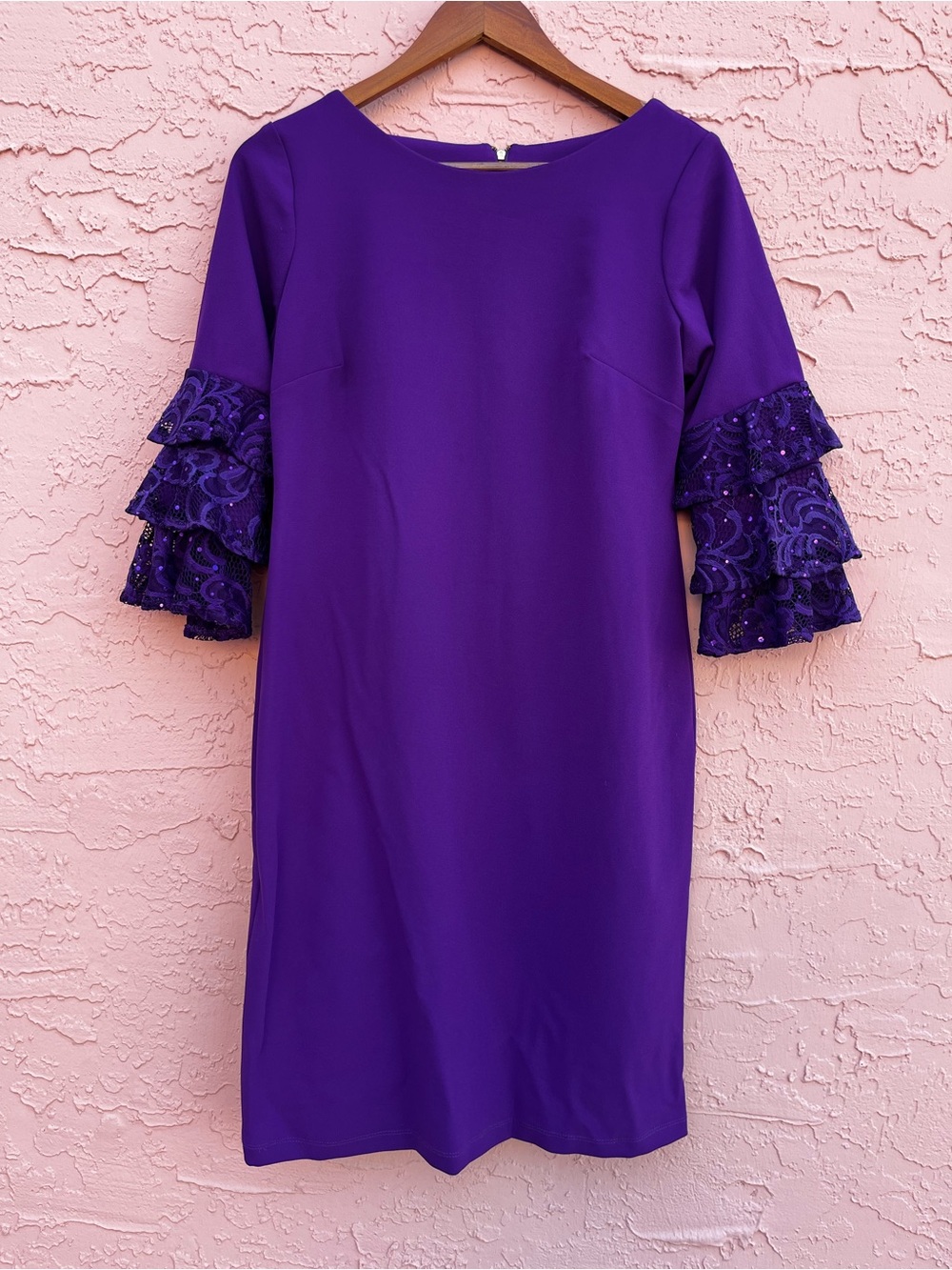 Vintage Shelby Nites Purple Shift Dress Embellished Size 8